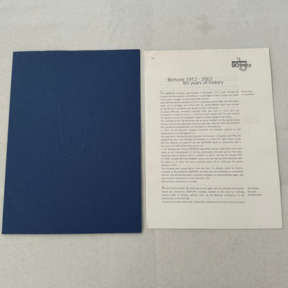 2002 Bertone Car History Press Kit in Embossed Folder Alfa Romeo Lamborghini +