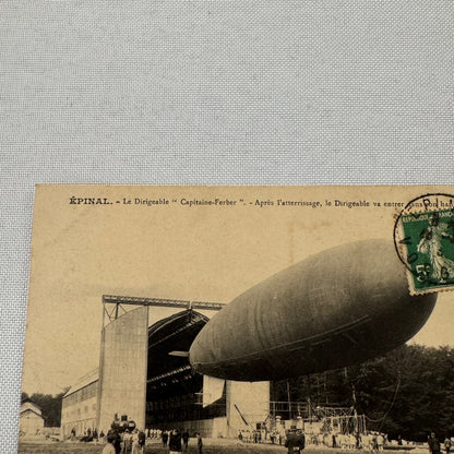 Vintage Zeppelin Airship Dirigible Postcard Post Card French Captaine Ferber