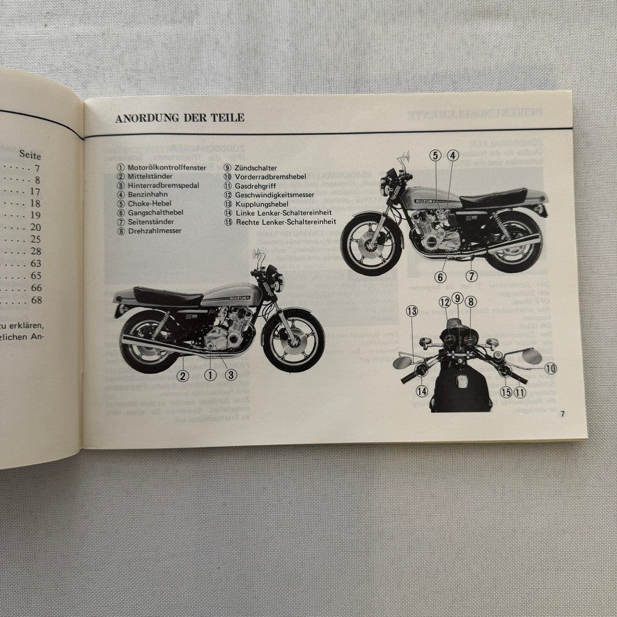 Vintage Suzuki GS1000H Motorcycle Bike Owners Manual Instruction Guide GERMAN