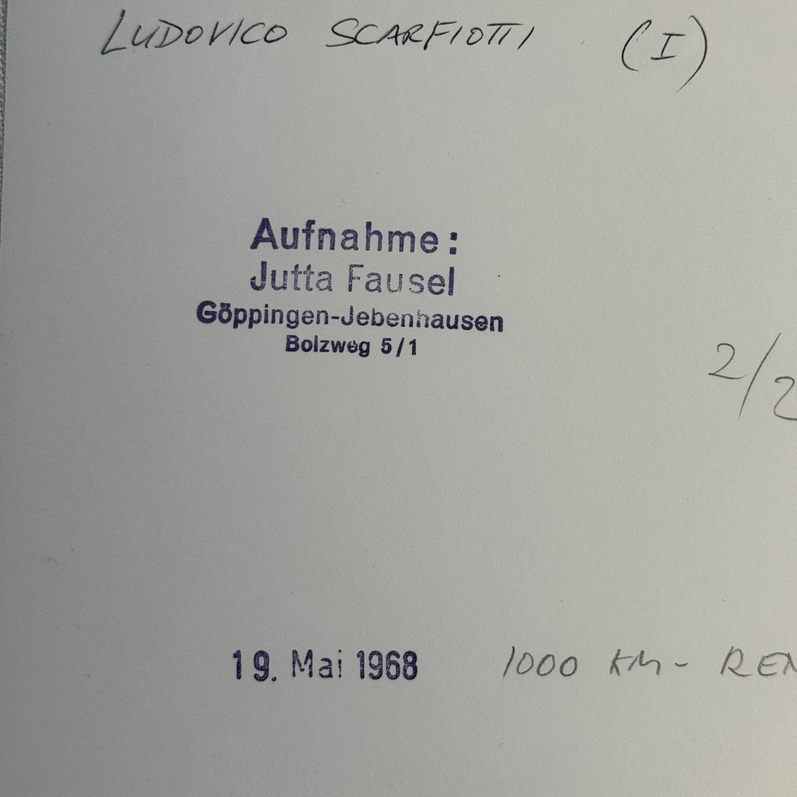 Vintage Racing Photo Ludovico Scarfiotti Driver Motorsport 1968 Nurburgring 1000