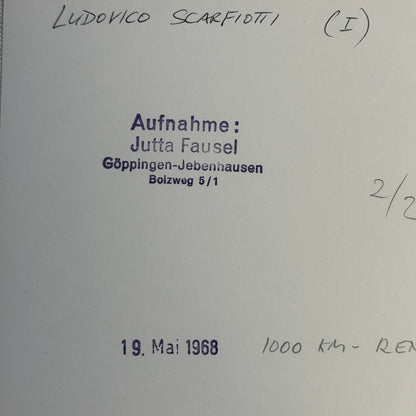 Vintage Racing Photo Ludovico Scarfiotti Driver Motorsport 1968 Nurburgring 1000