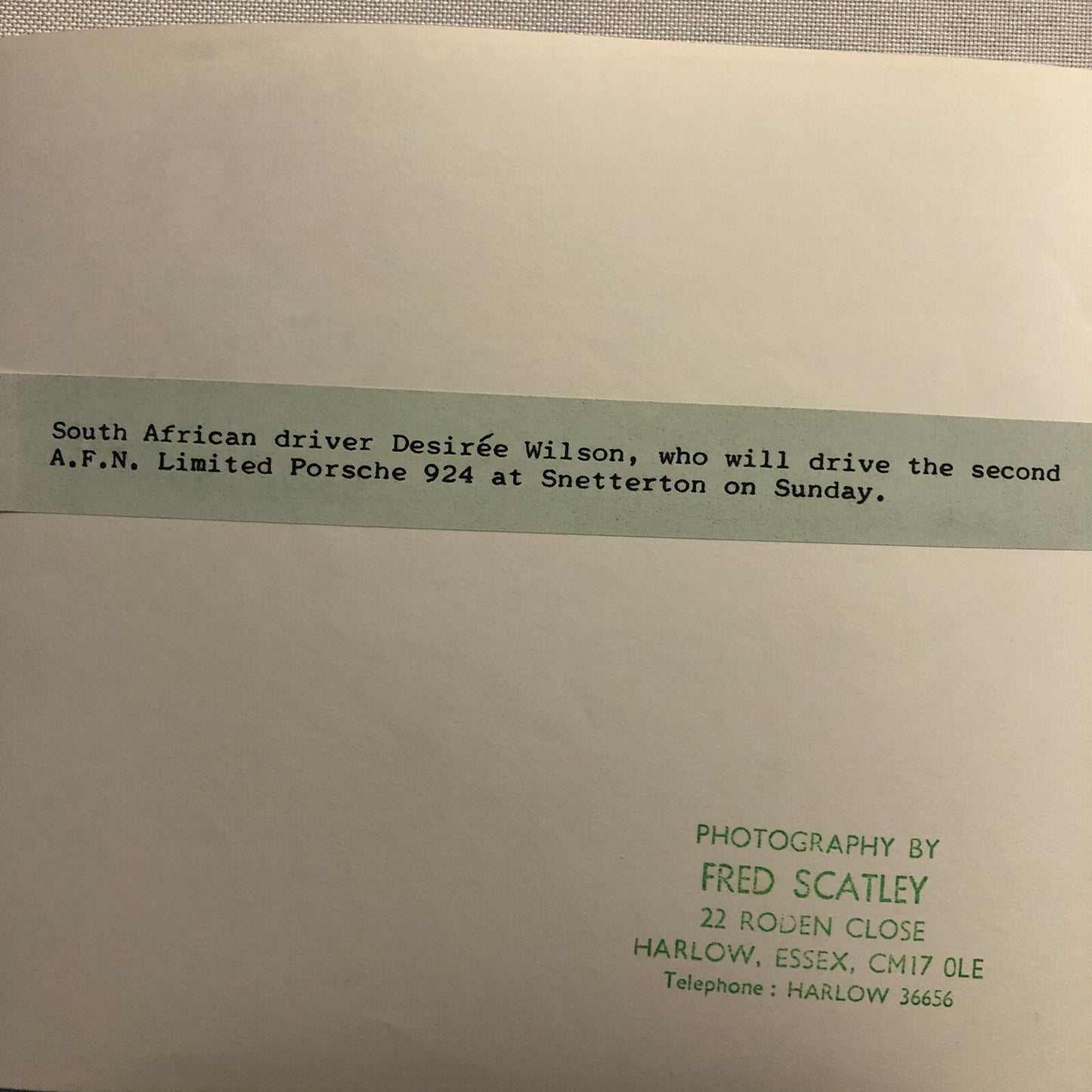 Vintage Porsche 924 Snetterton Racing Photo Photograph Desiree Wilson AFN Ltd