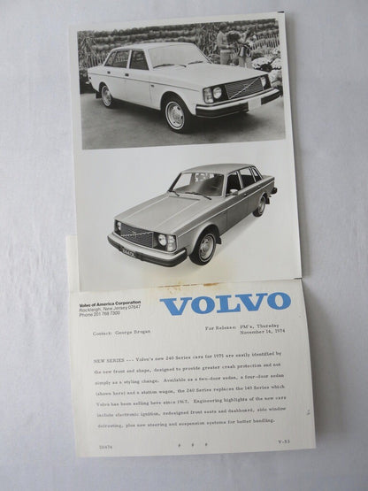 1975 Volvo Press Kit Brochure w/ Photos 164 240 Series Sedan Station Wagon 