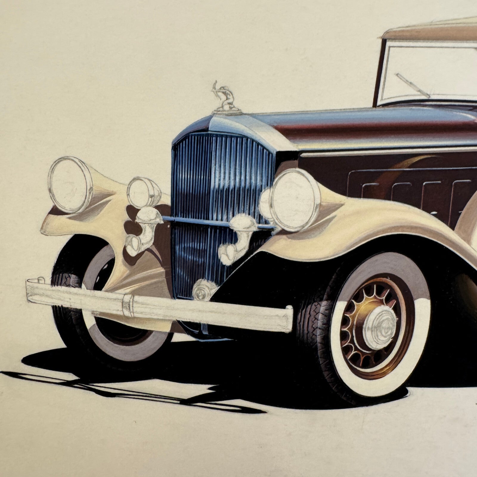 Vintage Pierce Arrow Car Automobile Illustration Art Drawing Hand Drawn