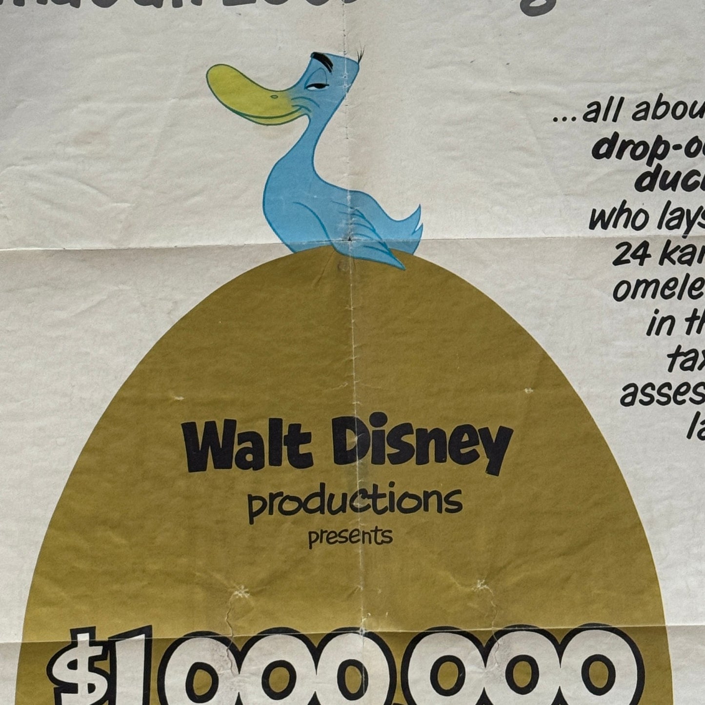 Vintage Disney Movie Poster $1,000,000 Duck Walt Disney Film Million Dollar Duck
