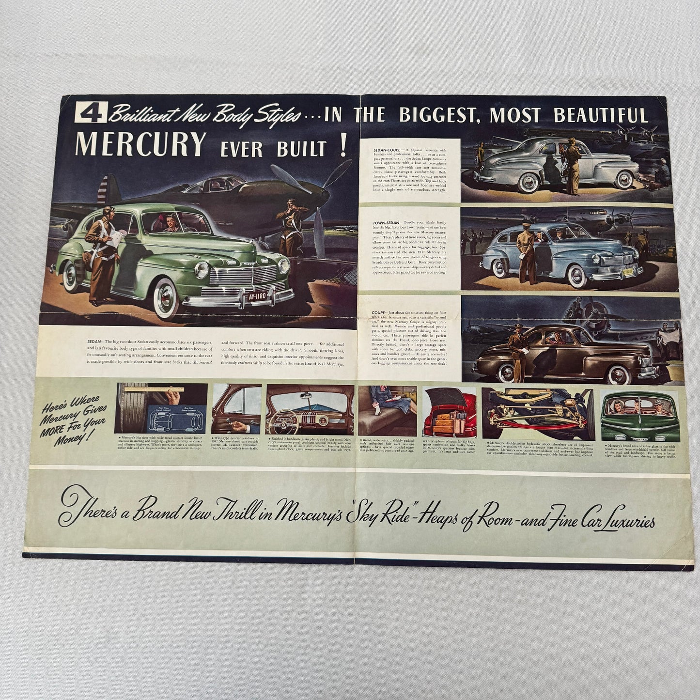 1942 Mercury Eight Car Sales Brochure Catalog Poster Coupe Town Sedan Canadian