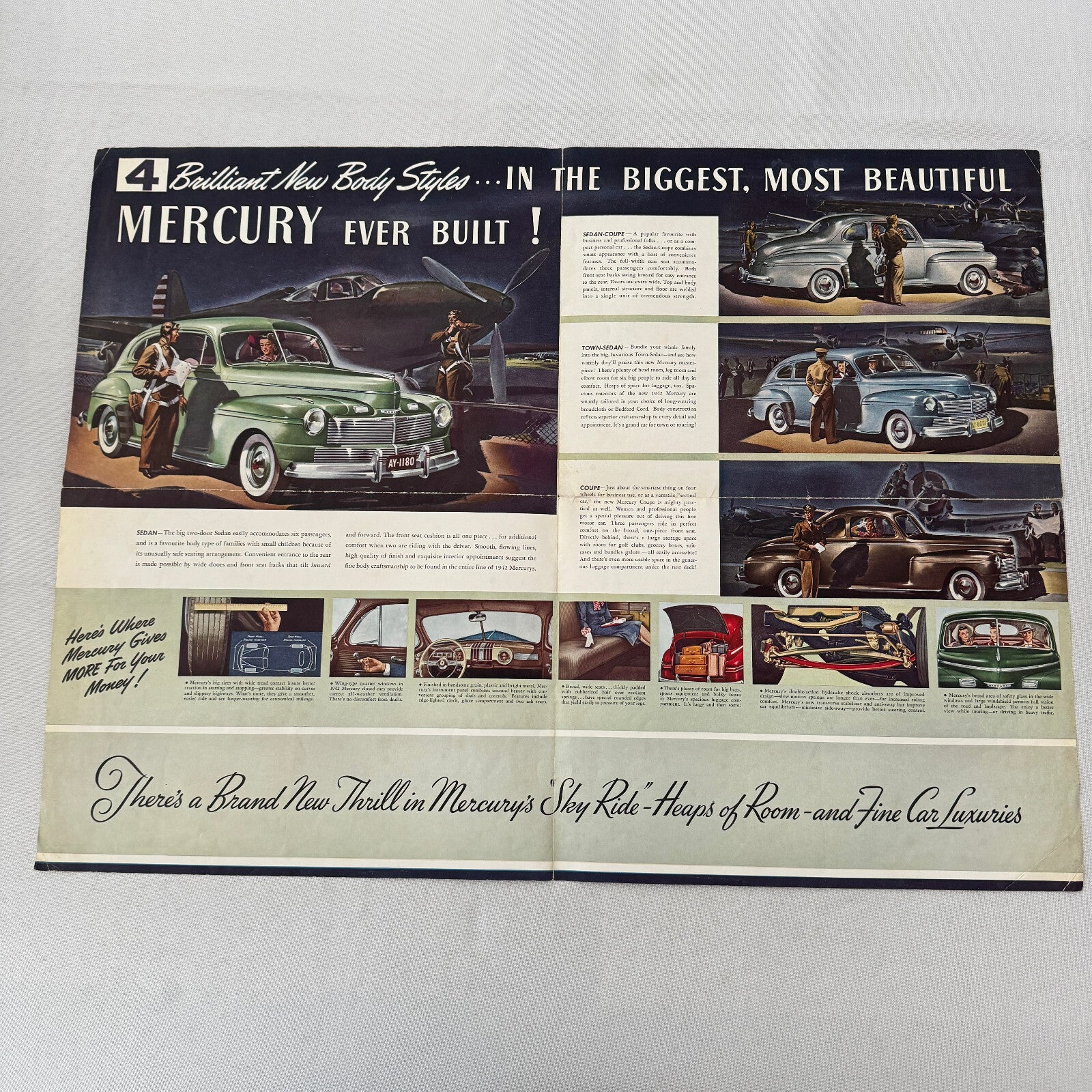 1942 Mercury Eight Car Sales Brochure Catalog Poster Coupe Town Sedan Canadian