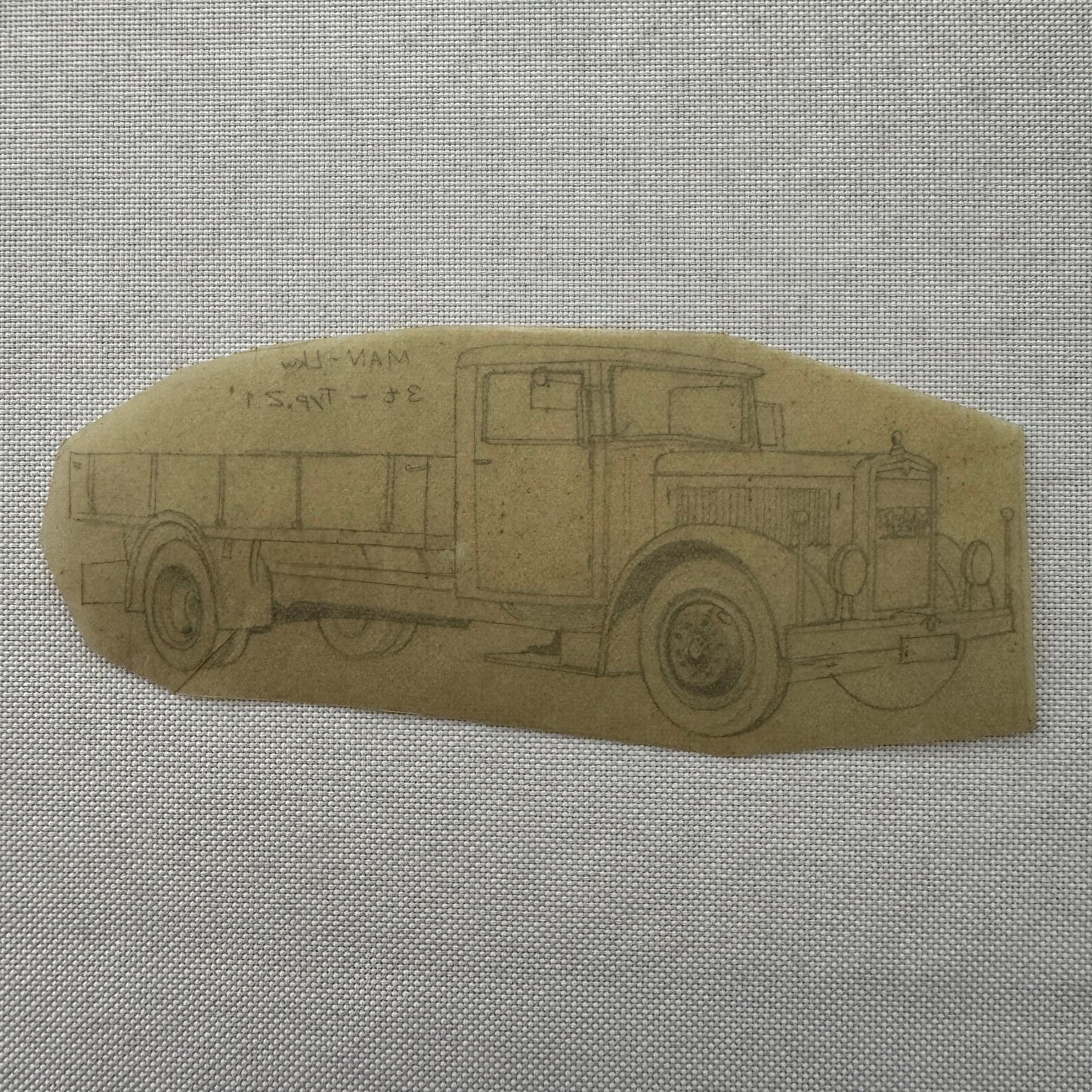 Vintage Illustration MAN LKW Truck Hand Drawn Drawing Sketch Art Germany