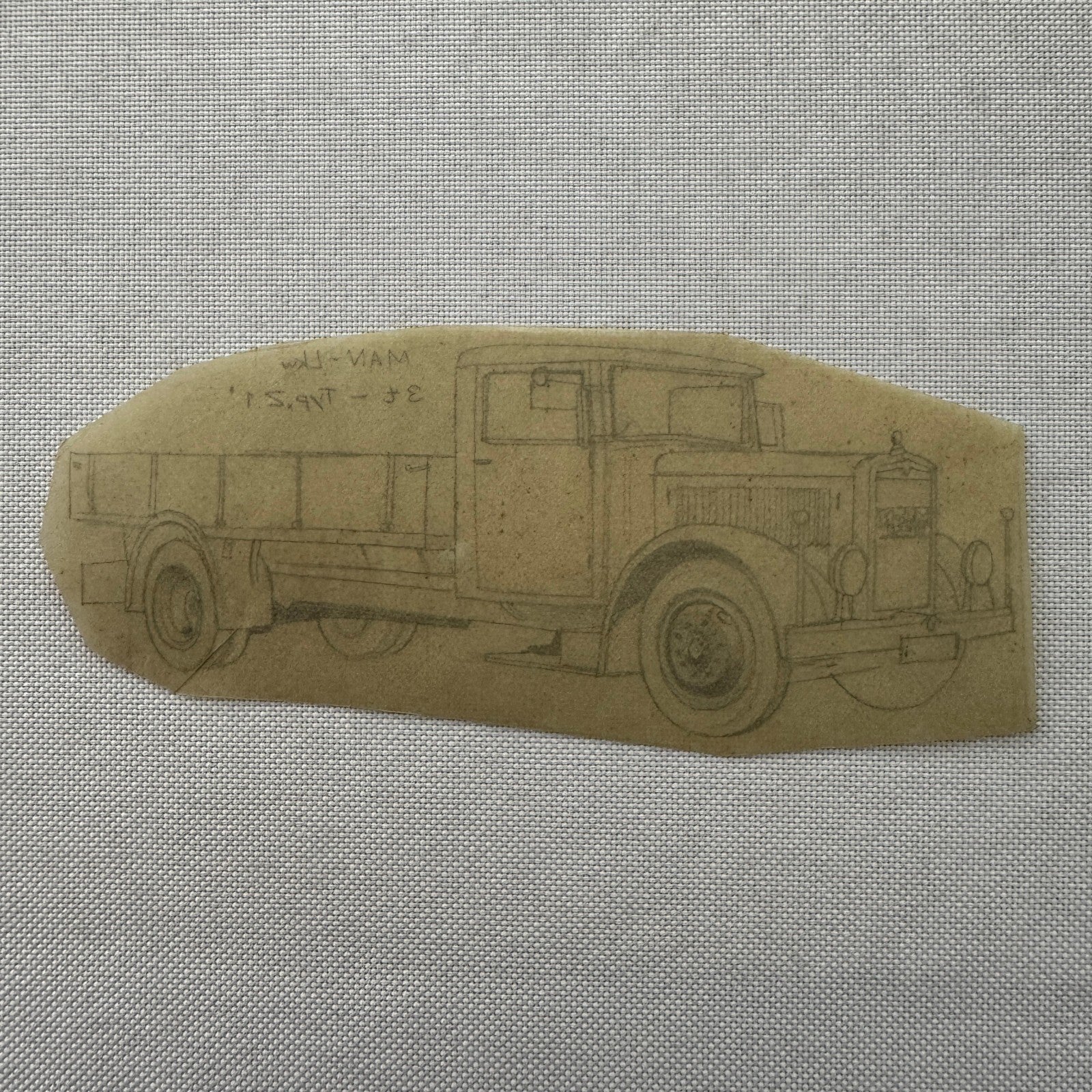 Vintage Illustration MAN LKW Truck Hand Drawn Drawing Sketch Art Germany