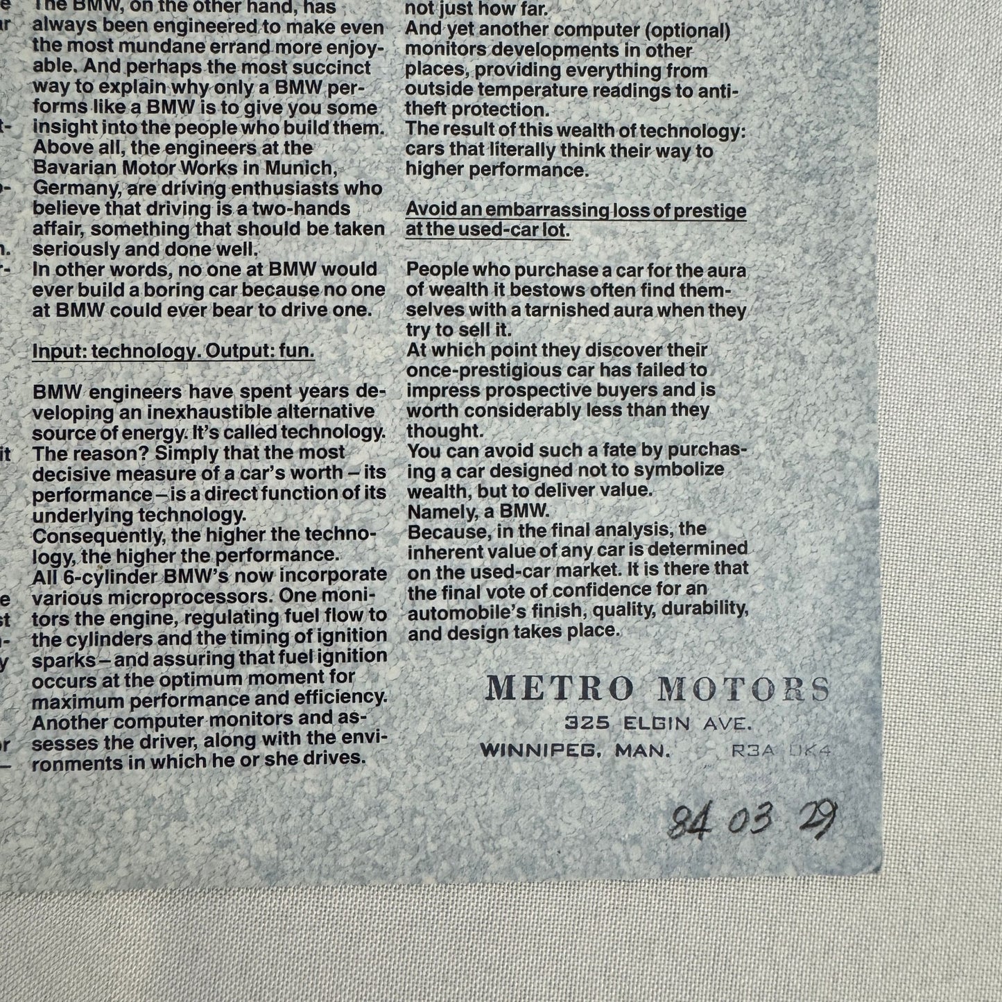 1983 BMW Sales Brochure Catalog 318i 528e 533i 633 CSi 733i 633CSi