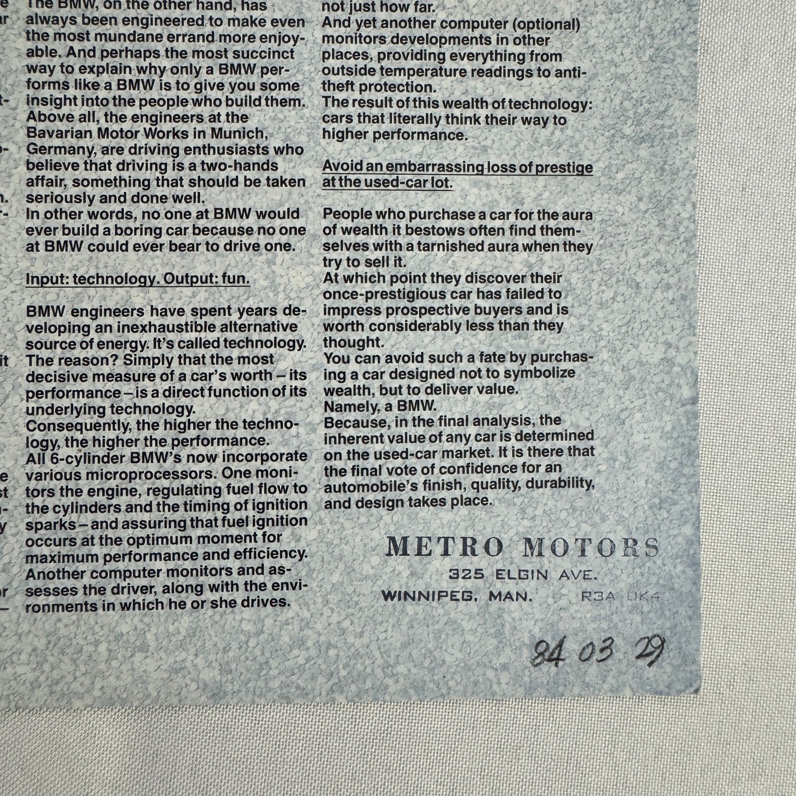 1983 BMW Sales Brochure Catalog 318i 528e 533i 633 CSi 733i 633CSi