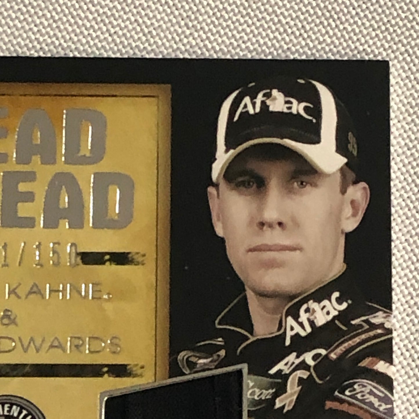 2010 Wheels Head to Head Hat Relic Card Kasey Kahne Carl Edwards #/150