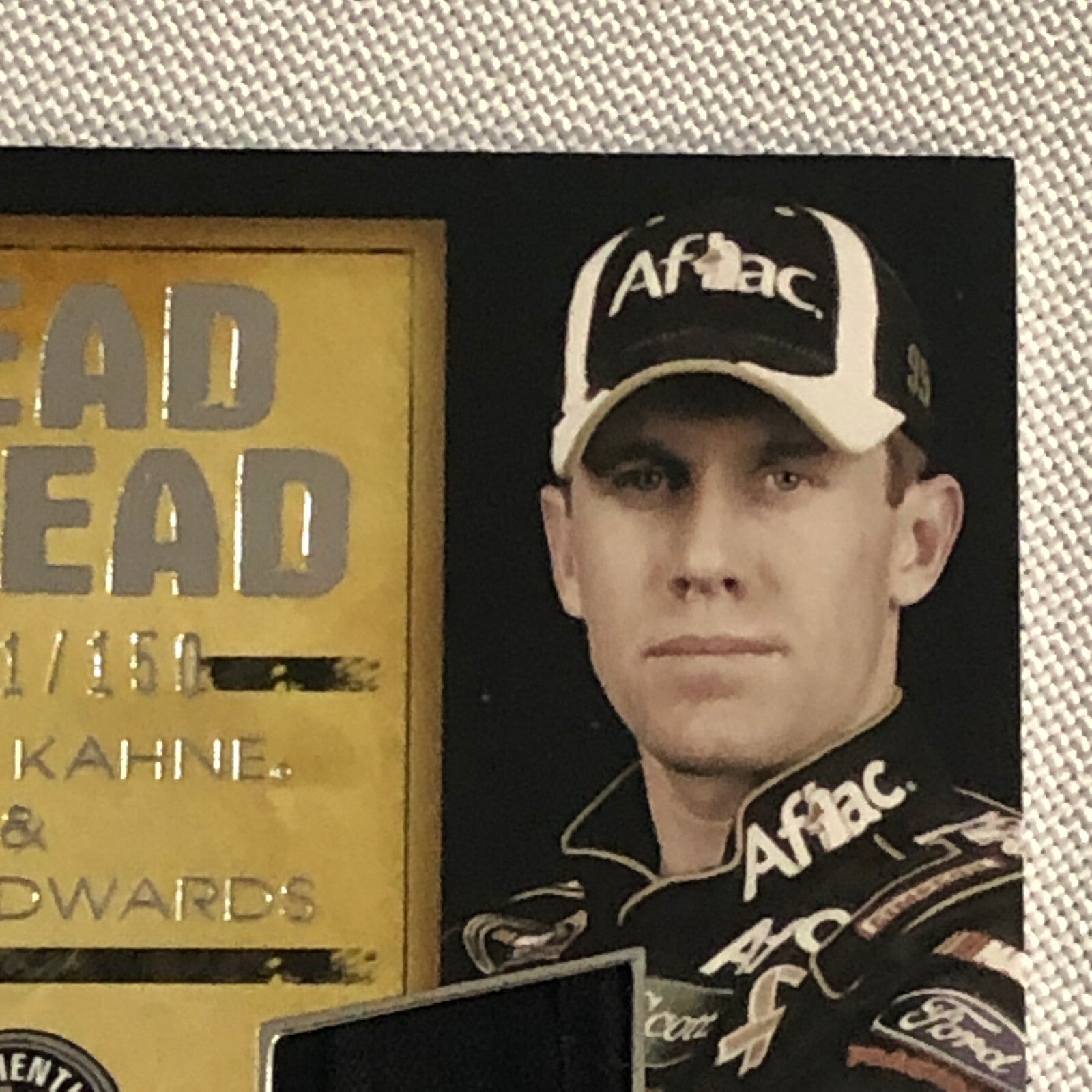 2010 Wheels Head to Head Hat Relic Card Kasey Kahne Carl Edwards #/150