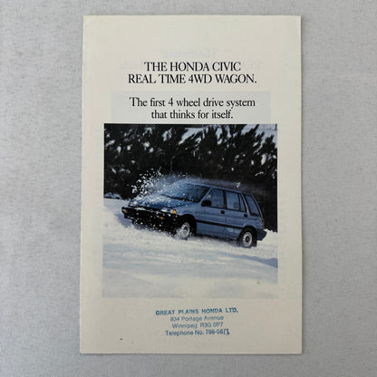 Honda Civic 4WD Station Wagon Car Sales Brochure Catalog Canadian 1987 1988