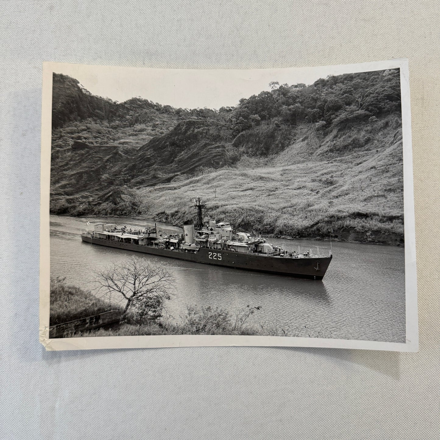 Vintage Military Boat Ship Photo Photograph Print HMCS Sioux Panama Canal 1956