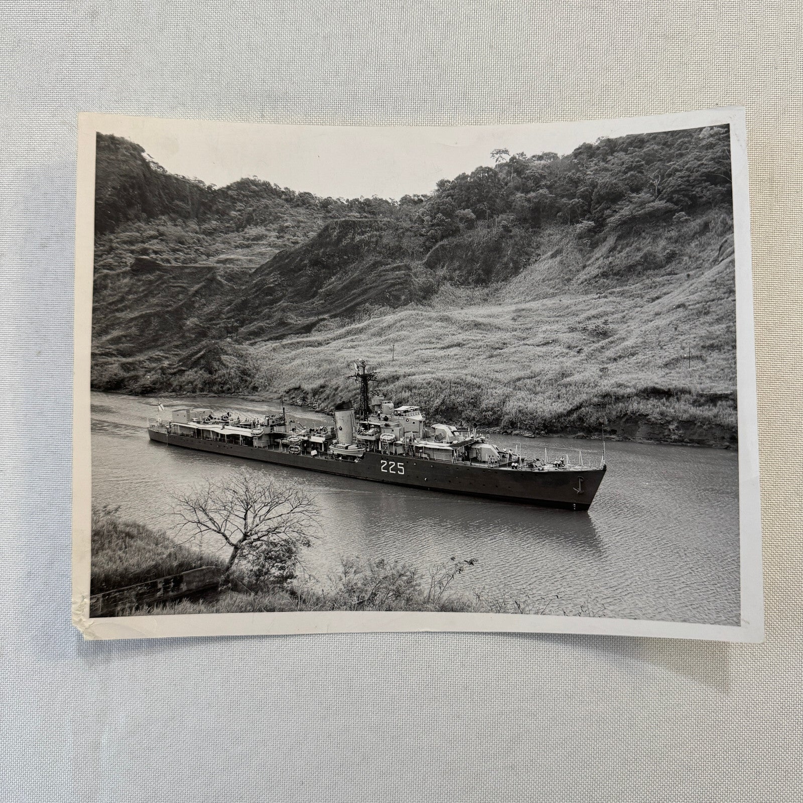 Vintage Military Boat Ship Photo Photograph Print HMCS Sioux Panama Canal 1956