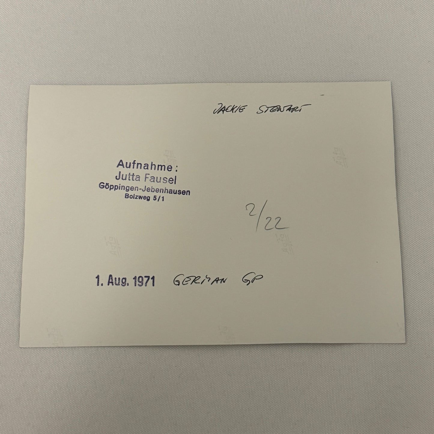 Vintage Racing Photo 1971 German Grand Prix Race Jackie Stewart Motorsport