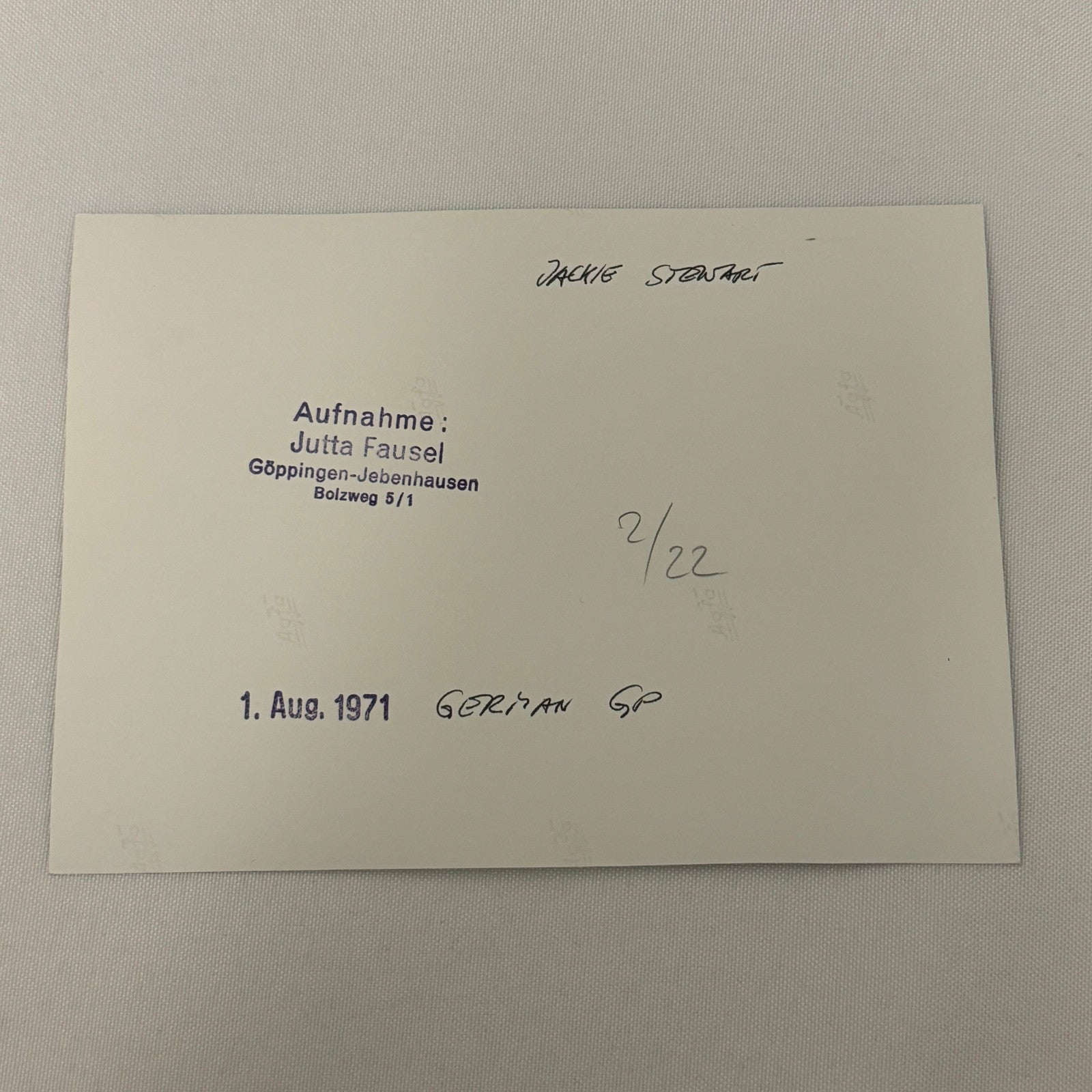 Vintage Racing Photo 1971 German Grand Prix Race Jackie Stewart Motorsport