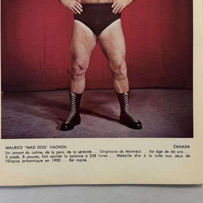 Vintage Wrestling Print Insert Maurice Mad Dog Vachon 1973