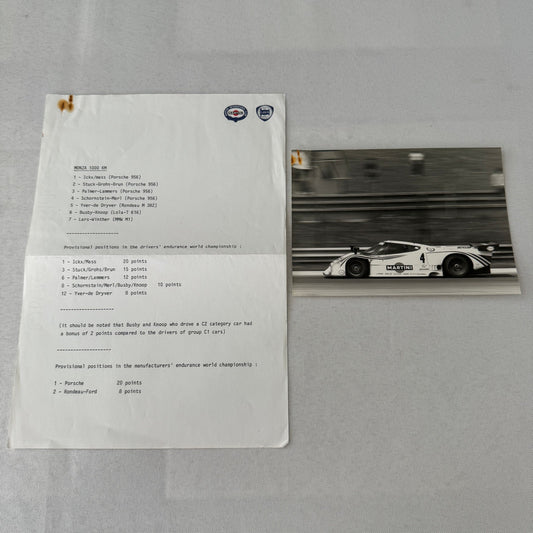 Monza 1000 KM Lancia Martini Racing Car Photo and Press Release Vintage