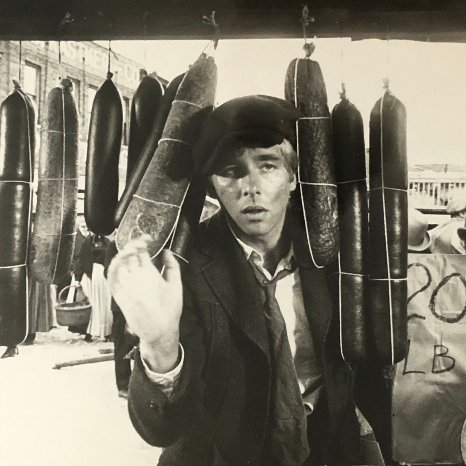 Vintage Photo Photograph Man in Sausage Stand Movie or Television Still ?