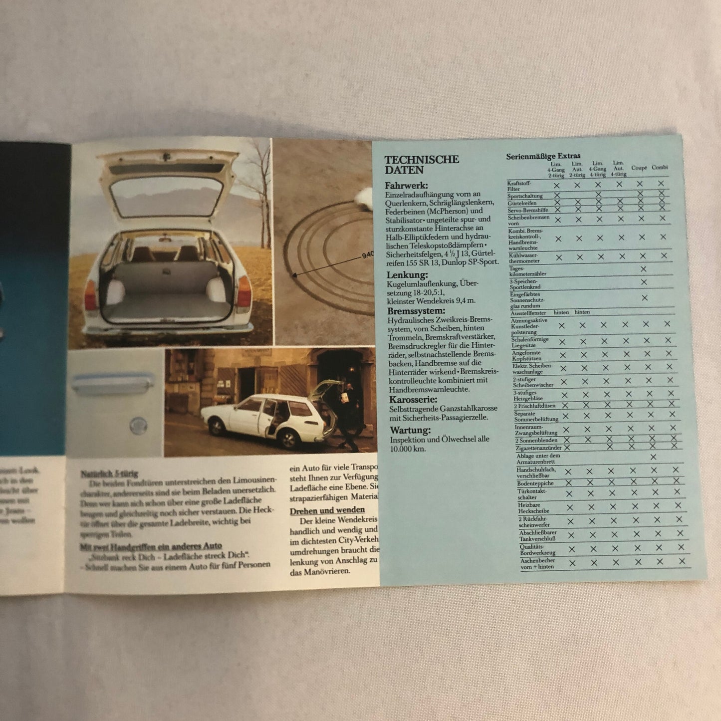 Toyota Corolla Car Sales Brochure Catalog 2 Door 4 Door Coupe Combi Wagon GERMAN