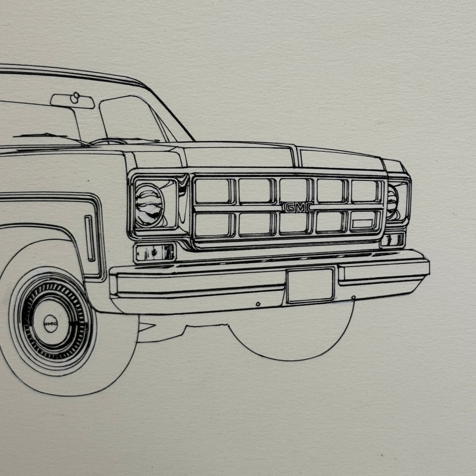 GMC Squarebody Pickup Truck Illustration Art Drawing Hand Drawn Robert Preis