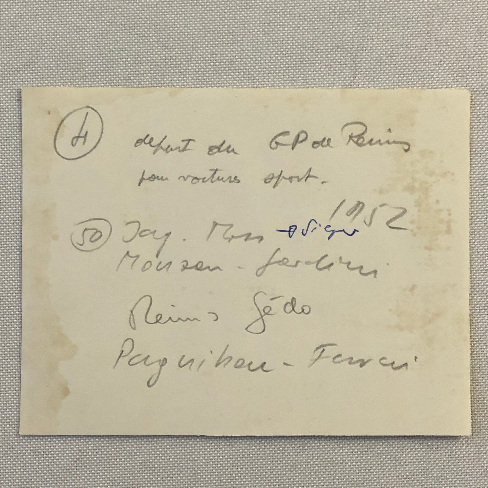 1952 Reims Racing Photo Photograph Print Stirling Moss Jaguar C Type + 