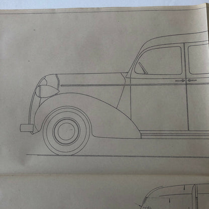 1937 Coachbuilder Car Design Blueprint Rendering Blue Print 6 Door Limousine 