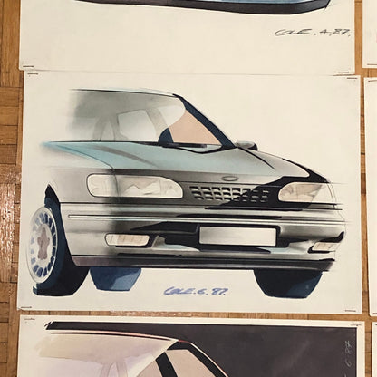Car Styling Concept Illustration Art Drawing Sketch Lot 7x Ford Scorpio 1987
