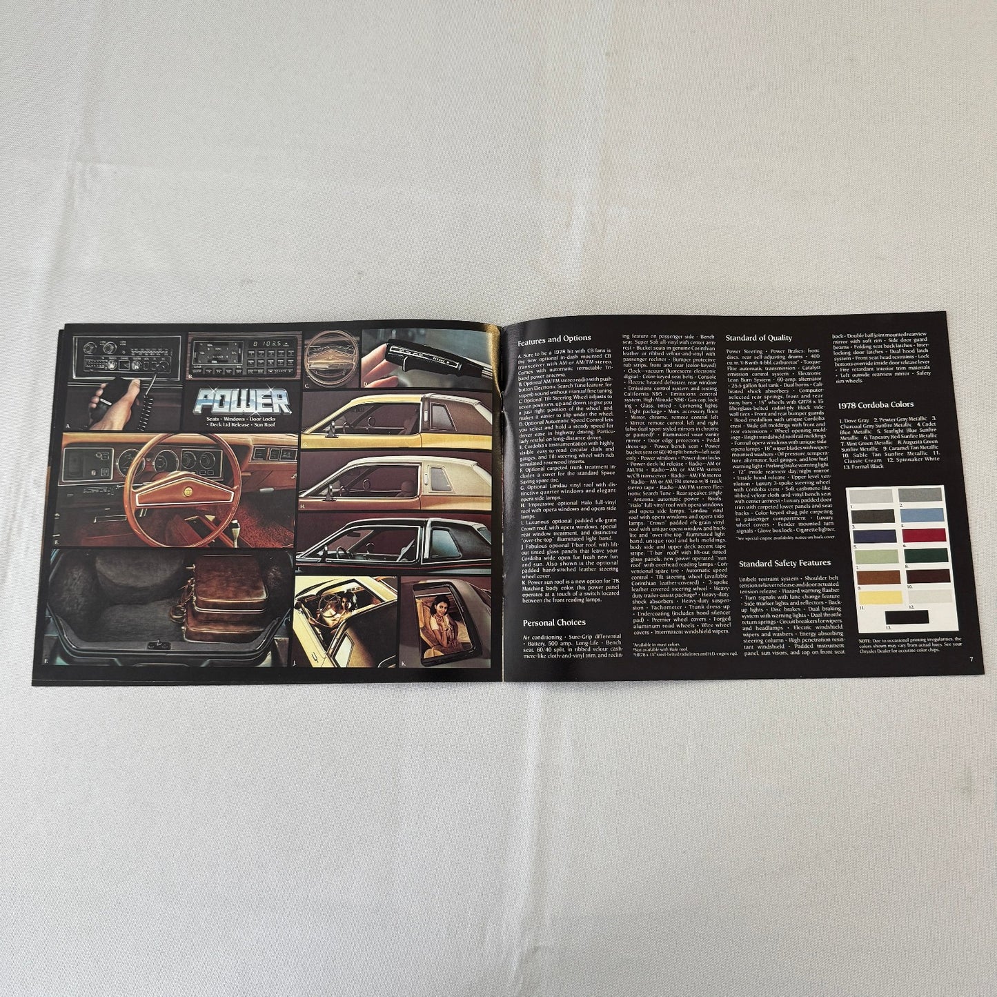 1978 Chrysler Cordoba Car Sales Brochure Catalog Advertising