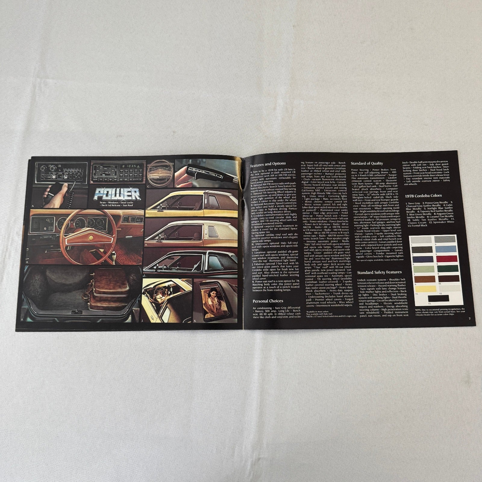 1978 Chrysler Cordoba Car Sales Brochure Catalog Advertising
