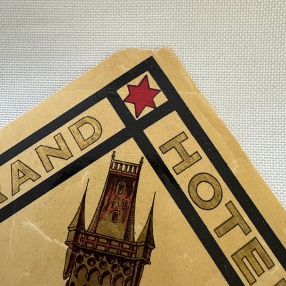 Vintage Hotel Travel Label Grand Hotel Steiner Prague