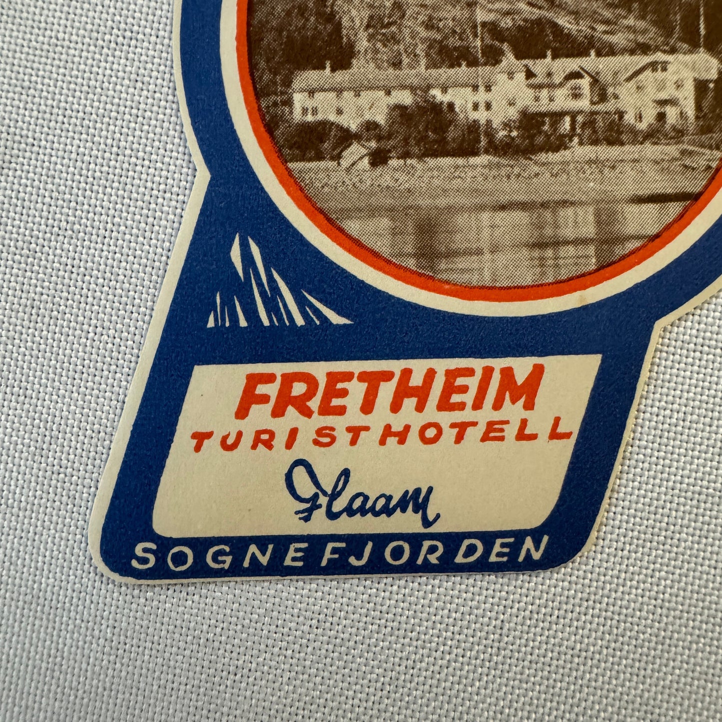 Vintage Hotel Travel Luggage Label Frentheim Hotel Norway Sognefjorden