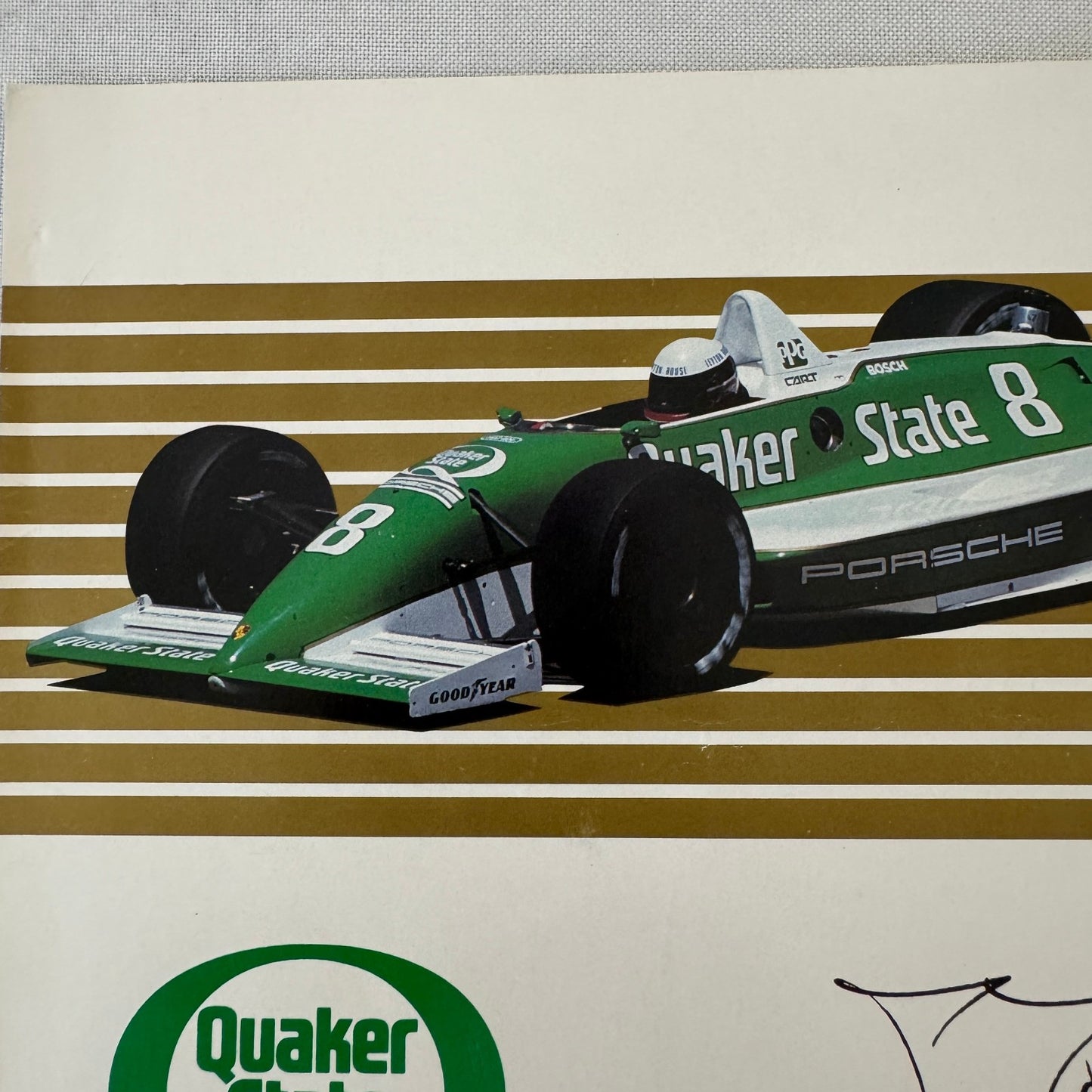 Vintage Porsche Quaker State Indy Racing Car Card Teo Fabi Driver