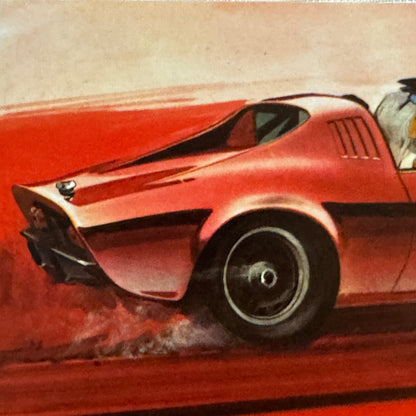 Opel Aero GT Concept Car Advertising Card German Text Vintage 1970