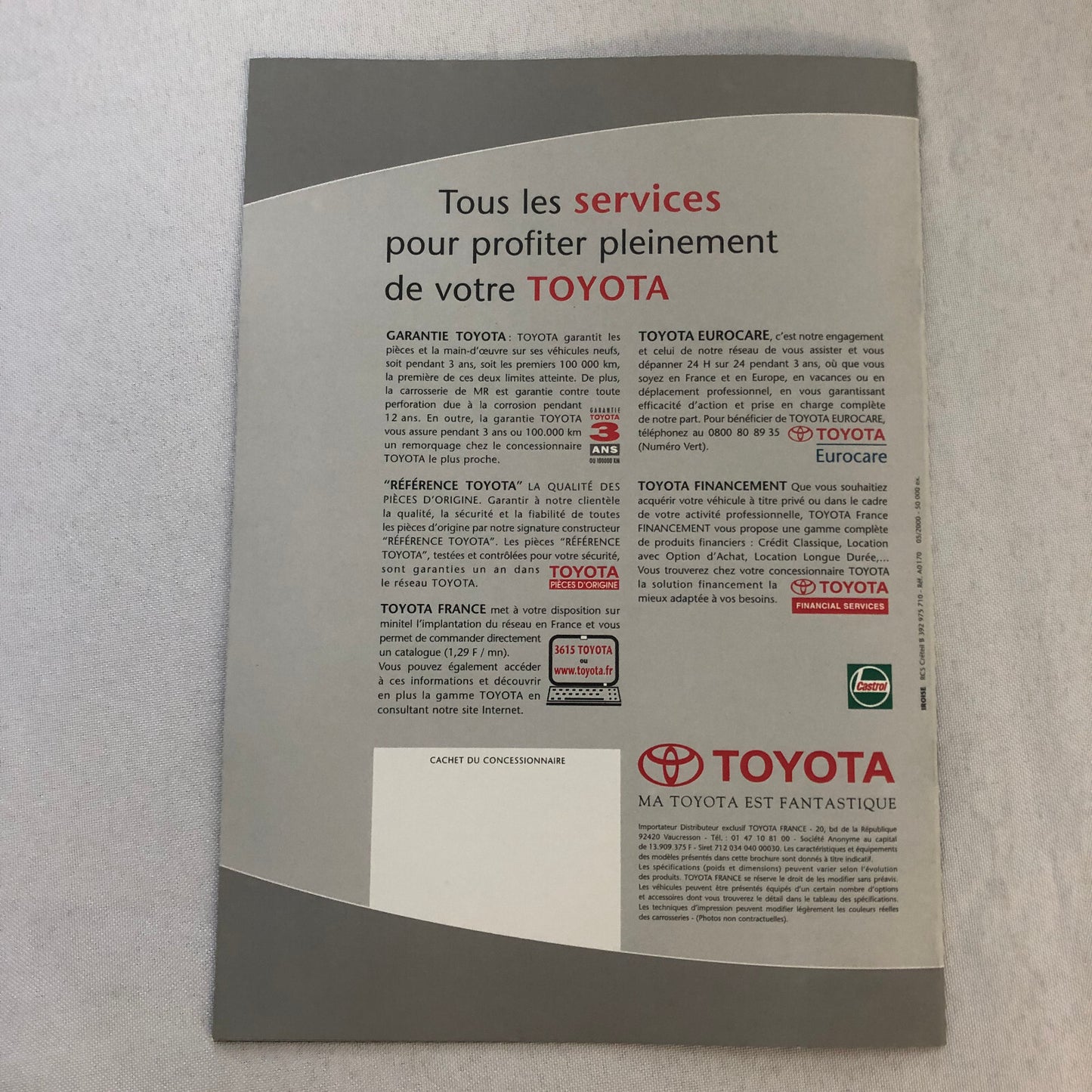 Toyota MR Roadster Car Sales Brochure Catalog Advertising FRENCH TEXT Toyota MR2