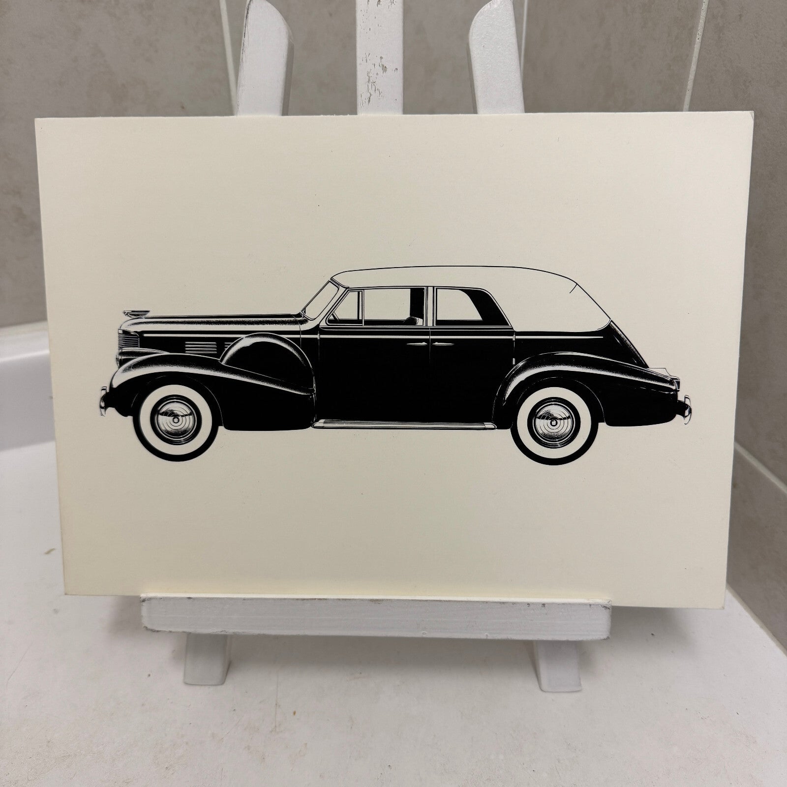 1938 Cadillac V8 Convertible Phaeton Illustration Art Drawing Hand Drawn