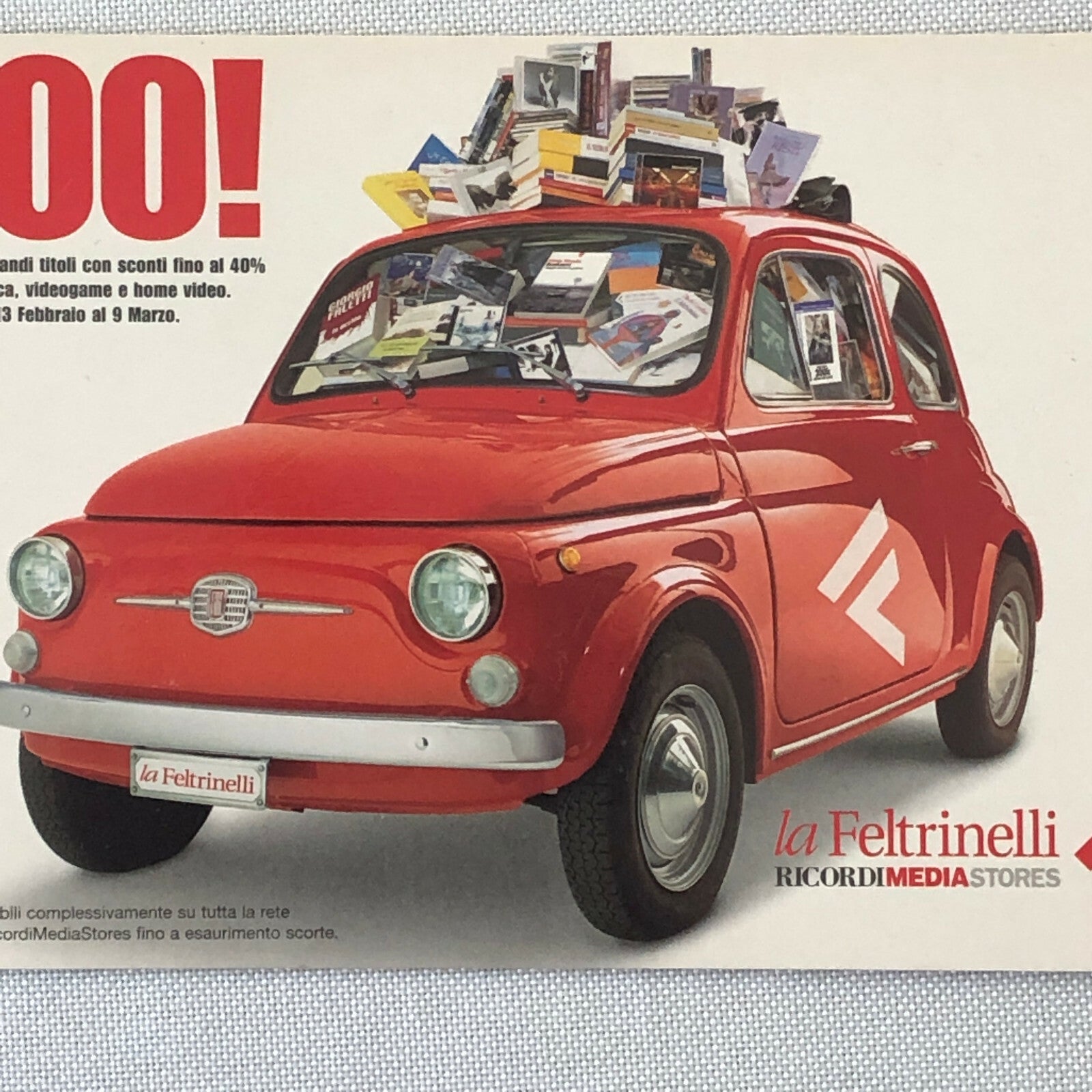 Fiat 500 Italian Advertising Postcard with Postage Stamp Post Card