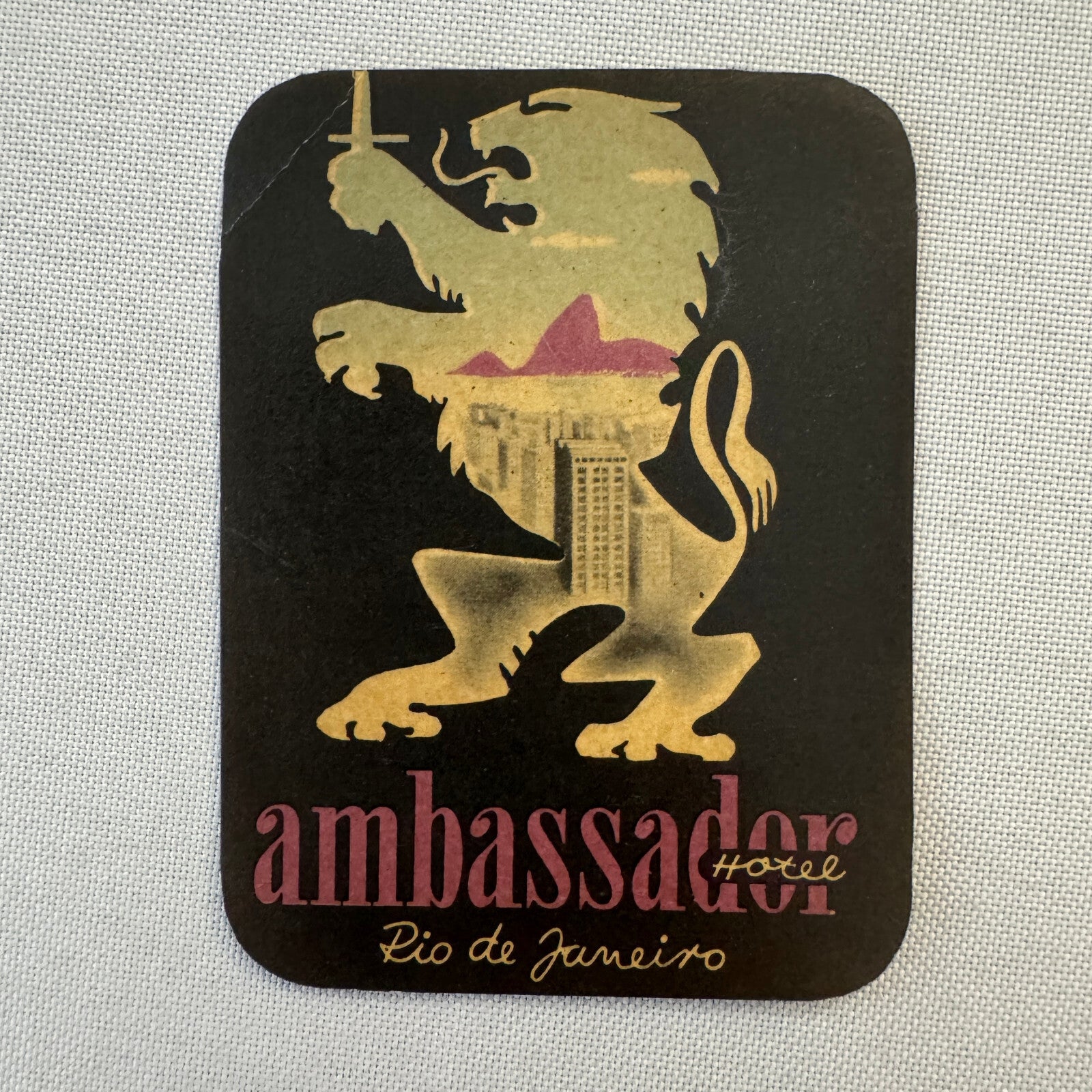 Vintage Hotel Travel Label Ambassador Hotel Rio de Janeiro Brazil Brazilian