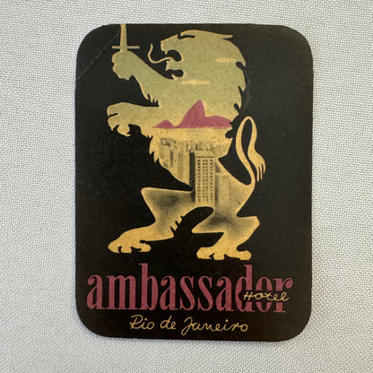 Vintage Hotel Travel Label Ambassador Hotel Rio de Janeiro Brazil Brazilian