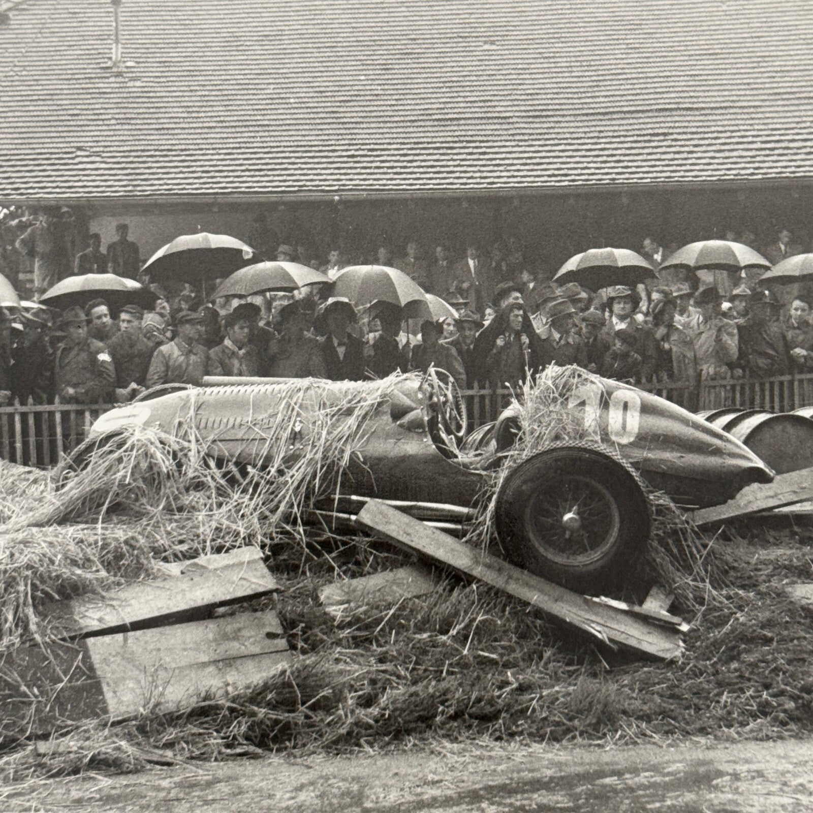 Racing Car Crash Wreck Photo Photograph 1951 Swiss Grand Prix Talbot T26 Modern