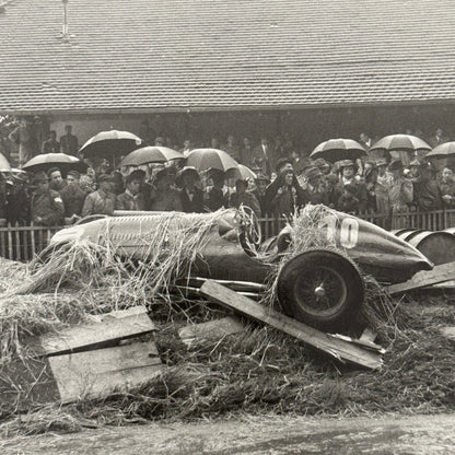 Racing Car Crash Wreck Photo Photograph 1951 Swiss Grand Prix Talbot T26 Modern