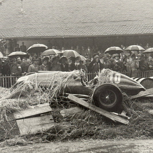 Racing Car Crash Wreck Photo Photograph 1951 Swiss Grand Prix Talbot T26 Modern