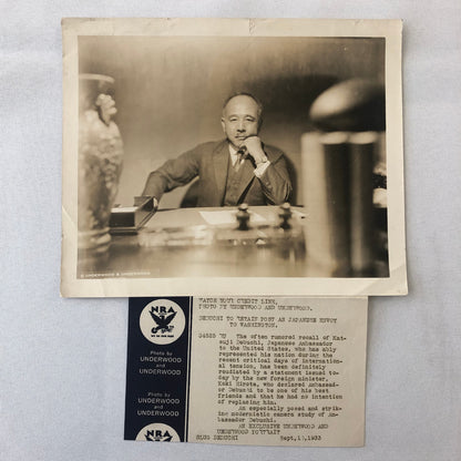 Press Photo Photograph Japanese Ambassador Katsuji Debuchi 1933 Japan Underwood