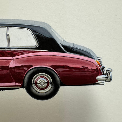 1963 Rolls Royce Phantom V Car Illustration Art Drawing Vintage Miniature