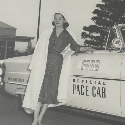 Vintage Indy 500 Racing Photo Ford Convertible Official Pace Car Photograph