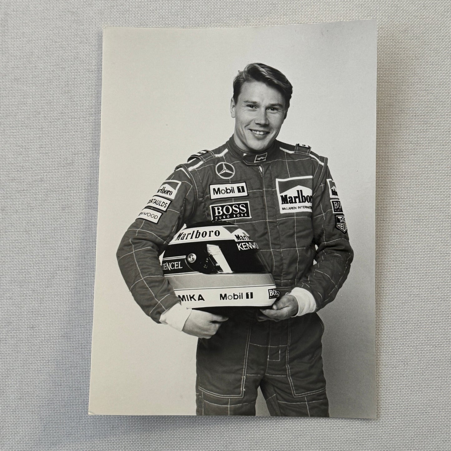 Mika Hakkinen Racing Driver Photo Photograph McLaren Mercedes Helmet 1995