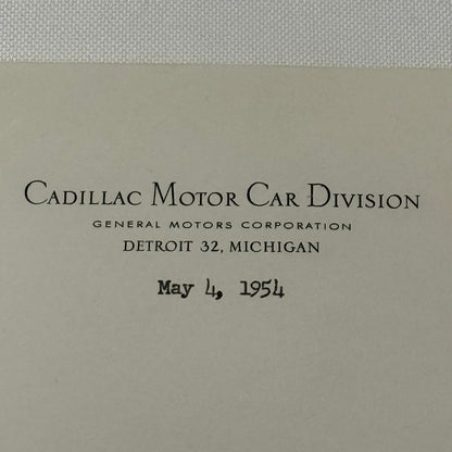 1954 Cadillac Letter Letterhead Vintage Document Signed Public Relations