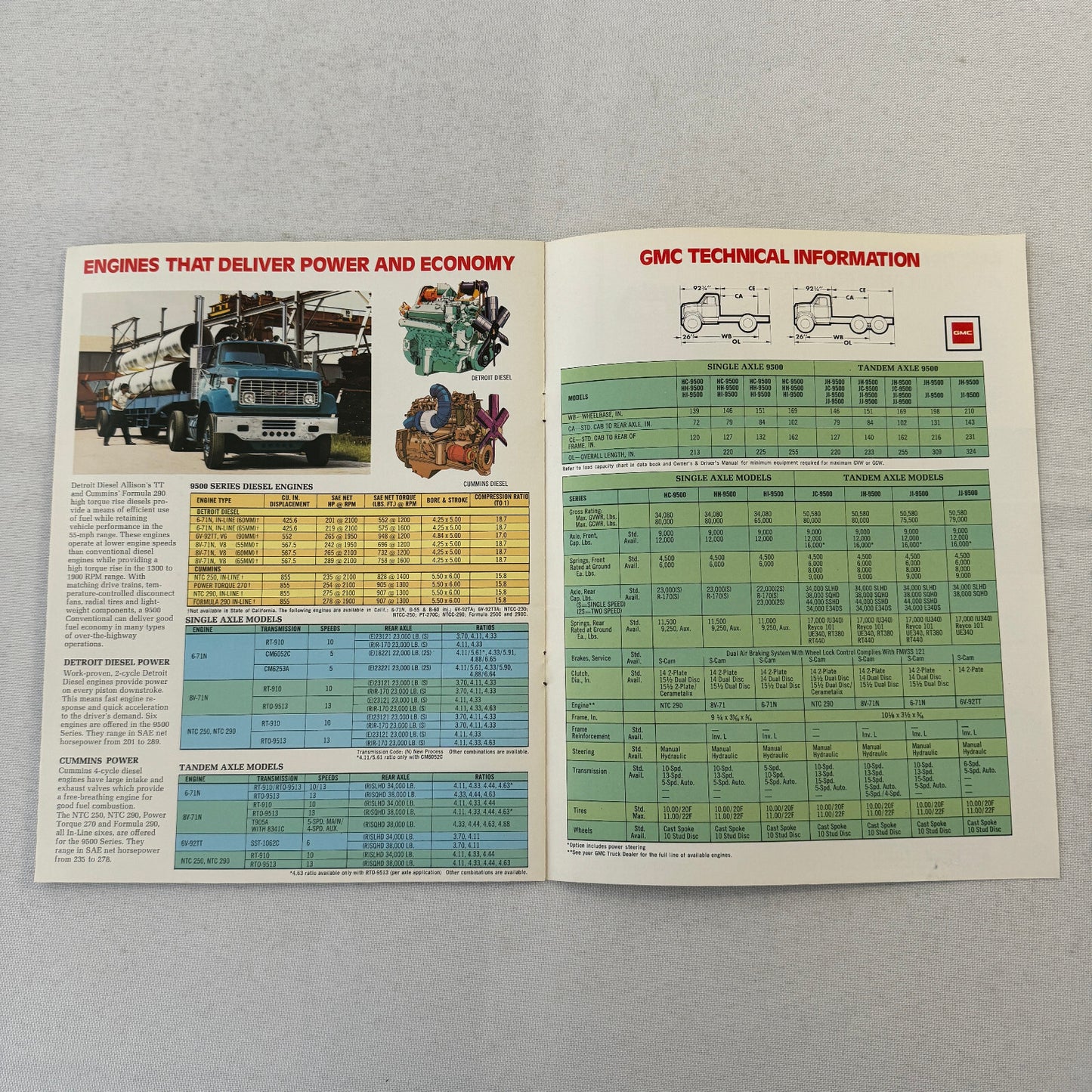 GMC 9500 Short Conventional Series Truck Sales Brochure Catalog Advertising
